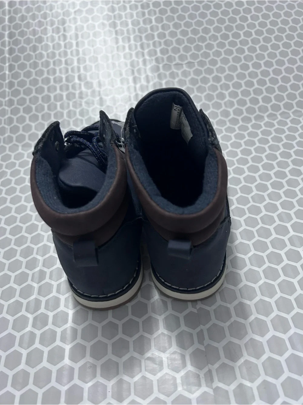 The Children’s Place Navy Youth Lace-Up Ankle Boots Brown Collar. NWT Boys 12